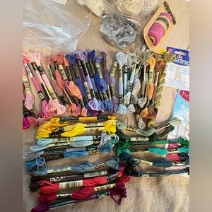 Embroidery floss, cross-stitch kits bundle